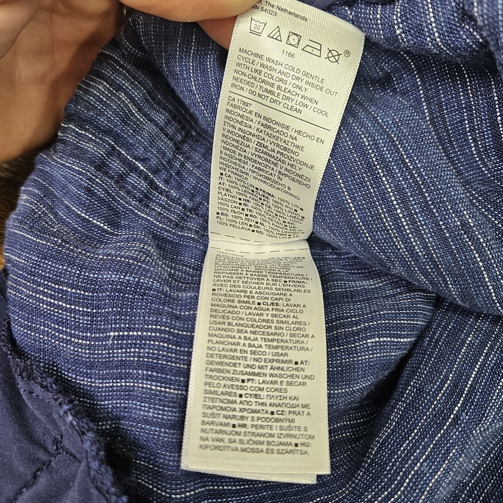 Athleta Cabo Linen Textured Wide Leg Pants Size 4 High Rise Chambray Drawstring‎ - Picture 11 of 12